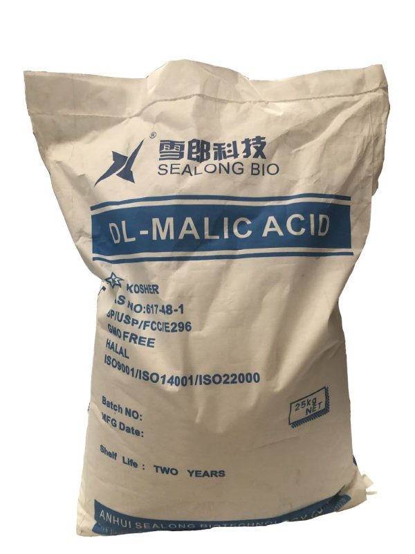 Malic Acids Malic acid white crystalline powder used in food processing, beverages, cosmetics, pharmaceuticals, and industrial applications supplied by System Star Industrial in East Africa